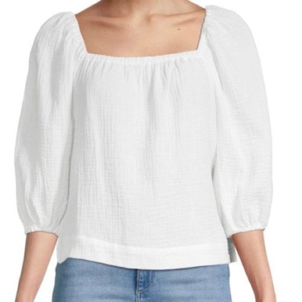 SANCTUARY Cady Krinkle Gauze Top White Size Small